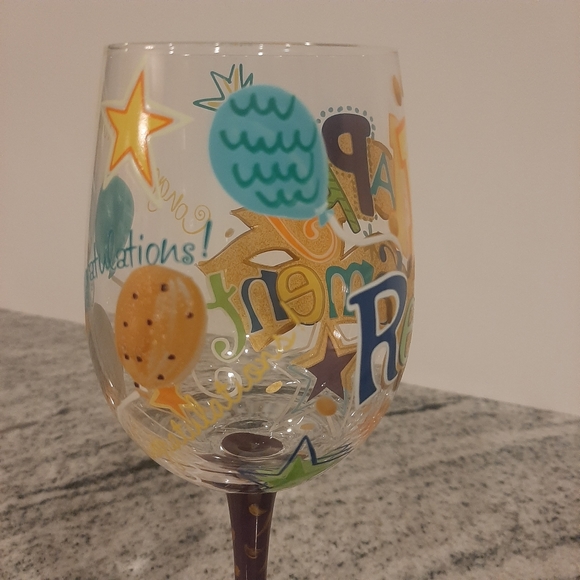 nwt LOLITA Happy Retirement Painted Wine Glass Gift - Picture 11 of 12